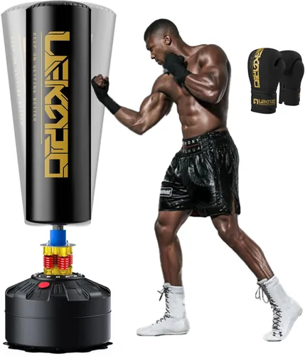 LEKÄRO Saco de boxeo independiente con guantes de boxeo, bolsa de boxeo pesada con soporte para adultos y niños, bolsa de kickboxing de pie