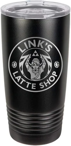 Legendary Hero Warrior Princess Royalty Fantasy Latte Coffee Shop Video Game Parody - Taza aislada al vacío con tapa transparente con grabado láser