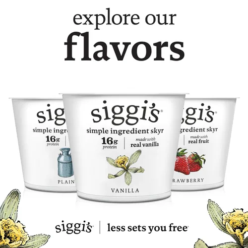 Miniatura 9 de siggi’s® Yogur escabechado islandés sin grasa, Vainilla, 5.3 oz. Vaso de porción única – Yogur espeso y rico en proteínas