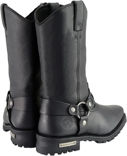 Miniatura 8 de Milwaukee Leather MBM9015 - Botas de motocicleta negras con arnés de estilo occidental de 11 pulgadas para hombre