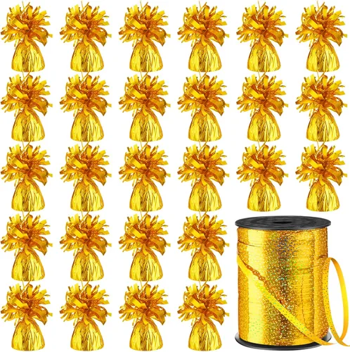 Miniatura 16 de Yunsailing 25 globos metálicos pesados con cinta iridiscente de 500 yardas, anclajes de soporte de globos de 5.3 onzas para globos de helio, Negro