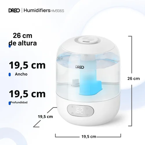 Miniatura 9 de Dreo Humidificadores para dormitorio, humidificador ultrasónico de niebla fría con 26dB silencioso e iluminación RGB, tanque de llenado superior