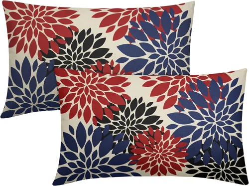 Miniatura 93 de Fundas de Almohada Azul Aguamarina 16X16 Pulgadas Juego de 2, Flores de Dalia Primavera Verano Floral Crema Fundas de Almohada Decorativas