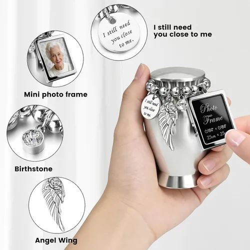 Miniatura 3 de Pequeñas urnas de cremación de recuerdo para cenizas humanas o mascotas con marco de fotos. Sin esperar a la personalización. Mini urna
