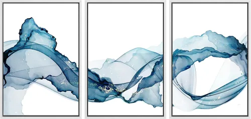 Miniatura 112 de SIGNWIN Lienzo enmarcado para pared, juego de arte tranquilo con reflejo de lago, acuarela, montaña y agua, ilustraciones modernas, arte abstracto