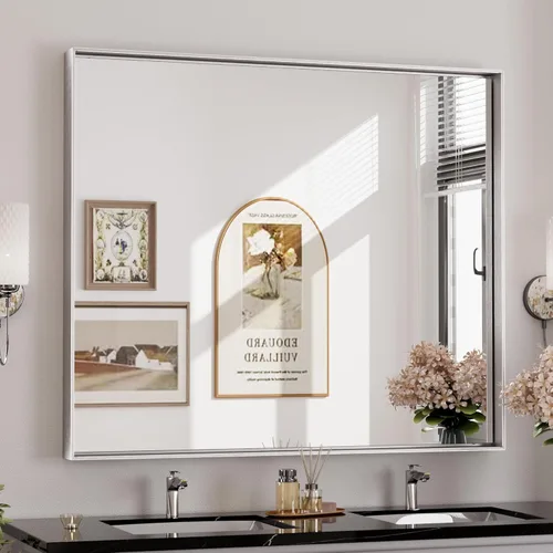 Miniatura 16 de Keonjinn - Espejo rectangular con marco negro para baño de 40 x 30 pulgadas, espejo de pared para sobre el lavabo, espejos de tocador de metal