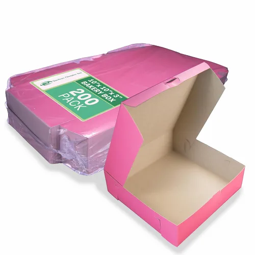 Miniatura 12 de Southern Champion Tray 23053K Caja de panadería de ventana de esquina con cerradura de cartón Kraft, 10 pulgadas de largo x 10 pulgadas de ancho x 5