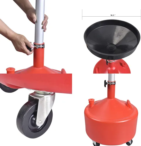 Miniatura 5 de PONO Drenaje de aceite vertical portátil de 8 galones Recicla fácilmente líquidos de residuos automotrices Altura del embudo ajustable Uso