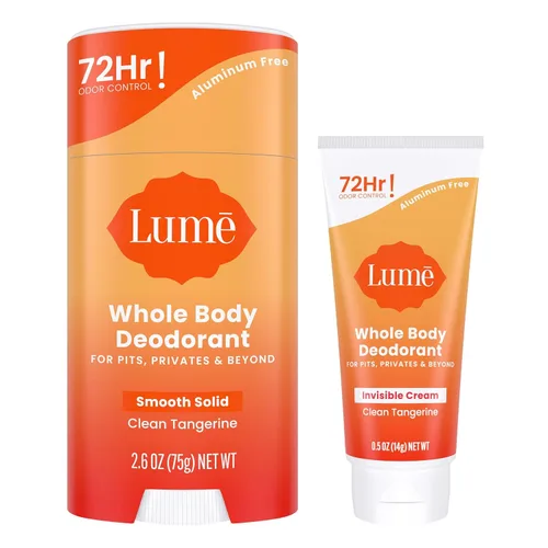 Lume Desodorante para todo el cuerpo - Crema invisible en tubo mini + paquete de barra sólida - Control de olor durante 72 horas - Sin aluminio y