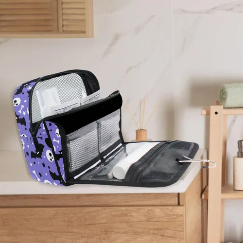 Miniatura 5 de MNSRUU Hanging Toiletry Bag Bats Satellites Skulls and Trees Travel Makeup bag for Toiletries Portable Travel Toiletry Organizer Cosmetic Bags with