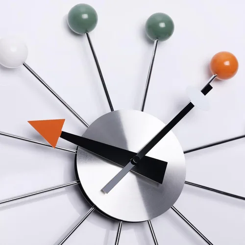Miniatura 3 de Reloj de pared moderno de mediados de siglo con bola multicolor, silencioso, sin tictac, funciona con pilas, relojes de 13 pulgadas para sala