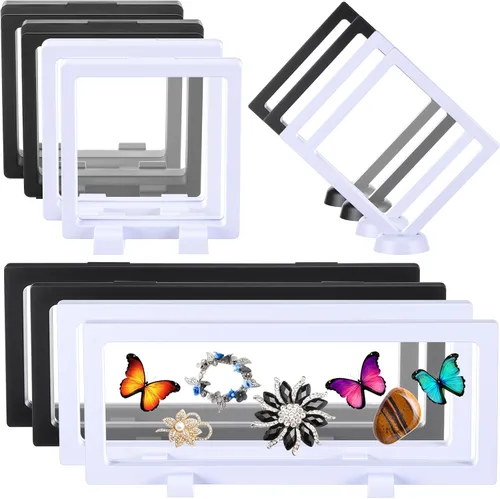 Miniatura 15 de Harloon 12 Pzs Estuche de Exhibición Flotante 3D Marco Flotante Soportes de Exhibición para Monedas de Desafío Caja de Marco de Joyería para Negro