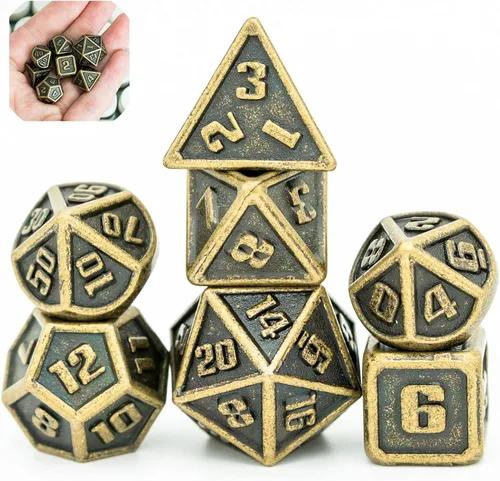 Miniatura 15 de UDIXI Juego de dados de metal de 7 troqueles, juego de dados poliédricos DND para juegos de rol y otros juegos de mesa (cobre antiguo)