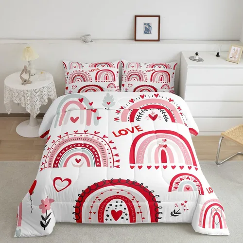 Miniatura 33 de Juego de Edredón de Princesa de Ballet para Niñas Tamaño Individual, Juego de Ropa de Cama de Castillo Arcoíris Kawaii Flores Lindas Mariquita Multi