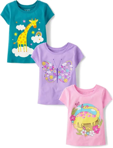 Miniatura 29 de The Children's Place Camisetas estampadas de manga corta para bebés y niñas pequeñas, con diseño de unicornios y mariposas, a la moda, paquete de 3