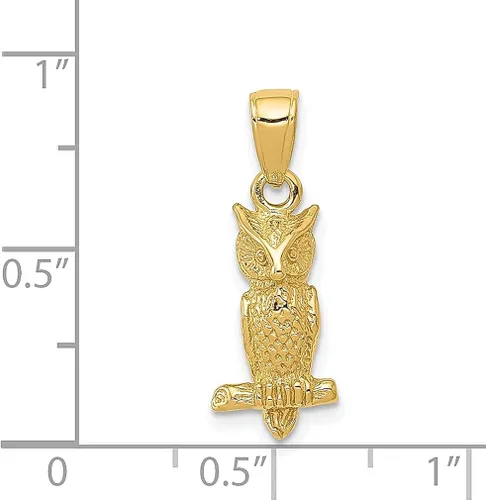 Miniatura 4 de Collar con colgante de búho 3D de oro amarillo de 14 quilates, joyería fina para mujer, regalos para ella