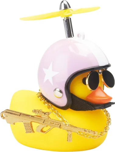 Miniatura 23 de wonuu Adornos de pato de goma para automóvil, pato amarillo fresco, decoraciones de tablero de automóvil, gafas chirriantes de pato con casco de Y