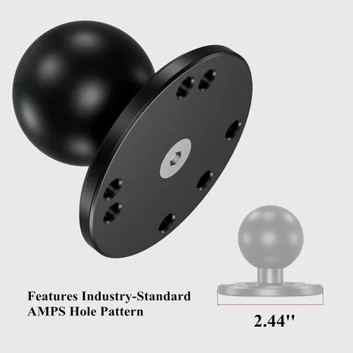 Miniatura 3 de BRCOVAN Base de montaje de bola de 1.5 pulgadas con placa redonda de agujero AMPS de aleación de aluminio Compatible con soportes RAM Tamaño C