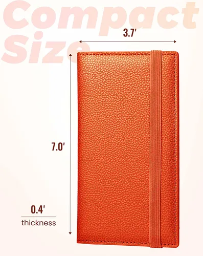 Miniatura 29 de Yarnic Funda para chequera personal, soporte para chequera con soporte para bolígrafo y divisor de plástico transparente integrado para cheques Rosa
