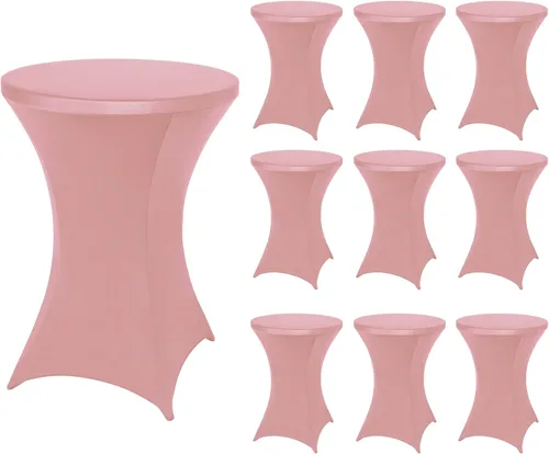 Miniatura 28 de FestiCorp Cubierta de Mesa de Spandex, Manteles Ajustados para Cóctel, Cubiertas de Mesa Redondas Elásticas Highboy para Fiesta, DJ, Bar, Boda, Rosa