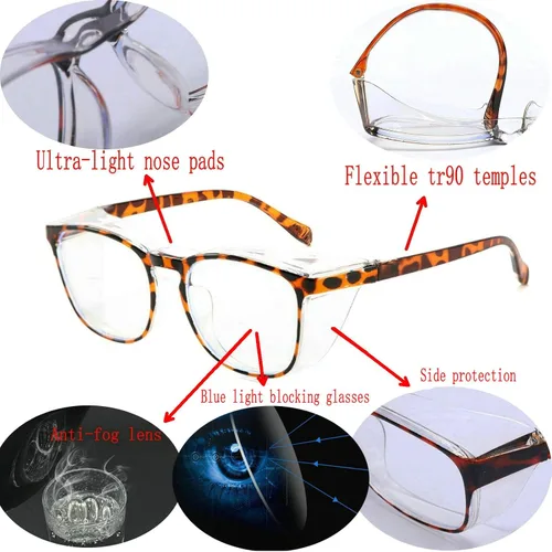 Miniatura 3 de Gafas protectoras de seguridad, lentes claros a prueba de empañamiento/rayones, para hombre, marco transparente Rosado
