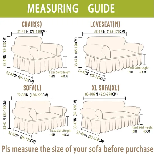 Miniatura 6 de Qubjus Funda Elástica para Sofá Fundas para Sofá Lavables Funda para Sofá Sillón Cama Protector de Muebles de Fácil Ajuste con Parte Inferior Beige