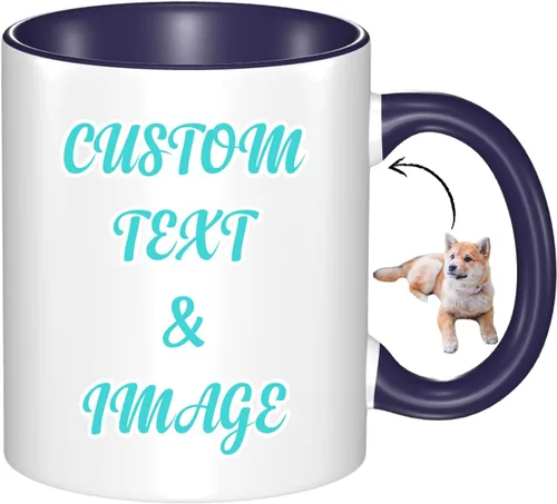 Miniatura 9 de Tazas de café con foto personalizadas, 11 onzas, tazas personalizadas con nombre de imagen/texto, regalos personalizados para el día de San Negro