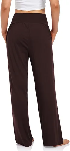 Miniatura 3 de UEU - Pantalones informales de corte holgados y pierna ancha para mujer, pantalones deportivos cómodos de cintura alta y bolsillos para descanso