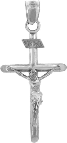 Miniatura 3 de . Collar con dije de cruz de plata de ley 925 con dije de crucifijo INRI con cadena Rolo y colgante solamente