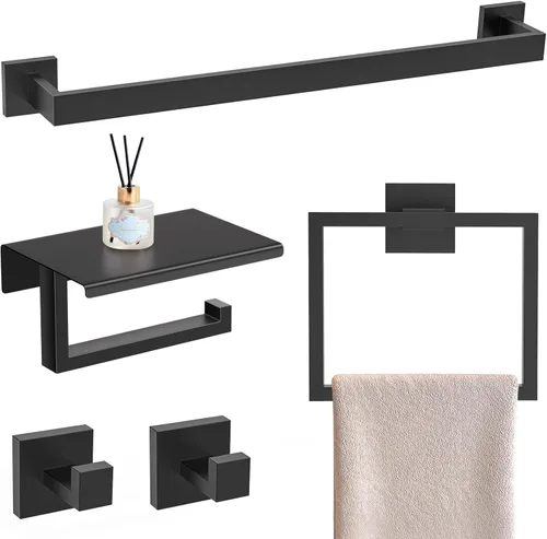 Miniatura 14 de YACVCL Juego de 5 piezas de accesorios de baño de oro cepillado, juego de toalleros de baño de acero inoxidable SUS304 de 23.6 pulgadas, accesorios