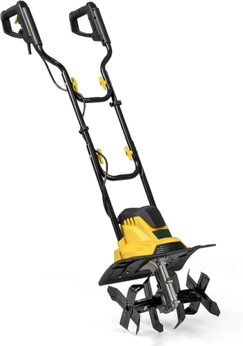 Miniatura 11 de Goplus Taladro y cultivador eléctrico con cable de 17 pulgadas y 13.5 amperios, potentes cultivadores con profundidad de labranza de 9 pulgadas, 6
