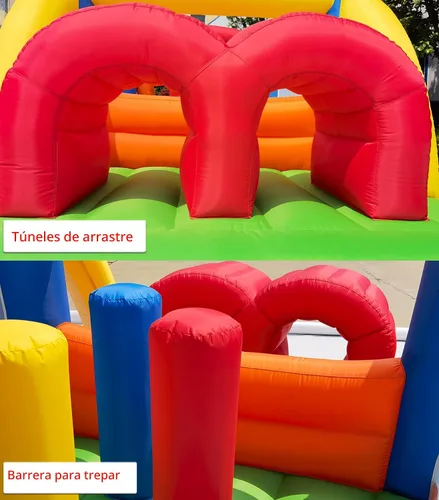 Miniatura 2 de HuaKastro Casa Inflable de Obstáculos y Saltos para Niños de 16.3x7.2 Pies con Toboganes de Carreras Duales, Túneles de Gateo, Escalada, Obstáculos