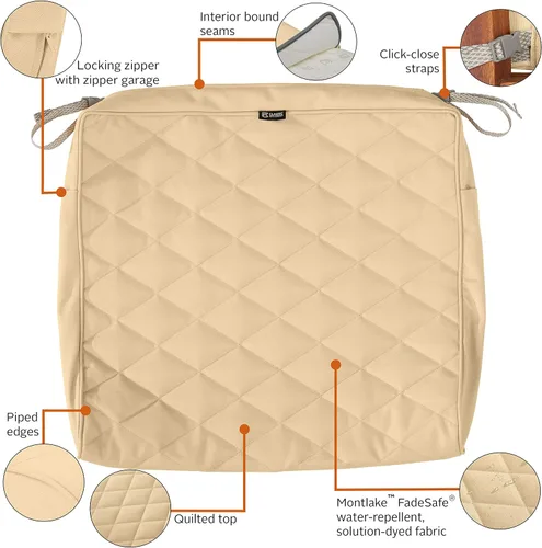 Miniatura 4 de Classic Accessories Montlake FadeSafe FadeSafe - Funda de cojín acolchada para patio, resistente al agua, 21 x 19 x 3 pulgadas, manzanilla