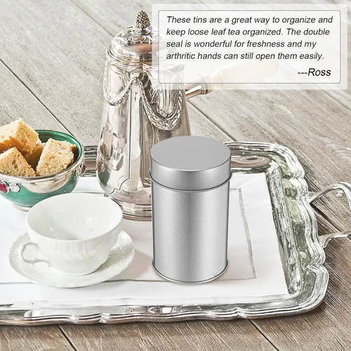 Miniatura 7 de Zopeal 6 Pack Tea Tin Canister with Airtight Double Lids 12 oz Can Box Canister for Loose Leaf Tea Storage Bag Container Portable Small Kitchen for