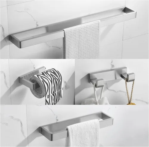 YACVCL Juego de accesorios de baño de 4 piezas de níquel cepillado Juego de barra de toalla de baño de acero inoxidable premium Soportes de toalla