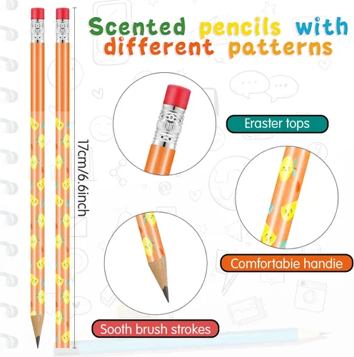 Miniatura 2 de Outus 120 lápices perfumados de grafito HB, lápices de colores para niños, lápices de madera con elementos de frutas para niños, recuerdos