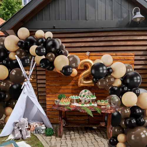 Miniatura 6 de Kit de guirnalda de arco de globos negros y marrones, 123 globos color nude, para cumpleaños, aniversario, Año Nuevo, baby shower, compromiso