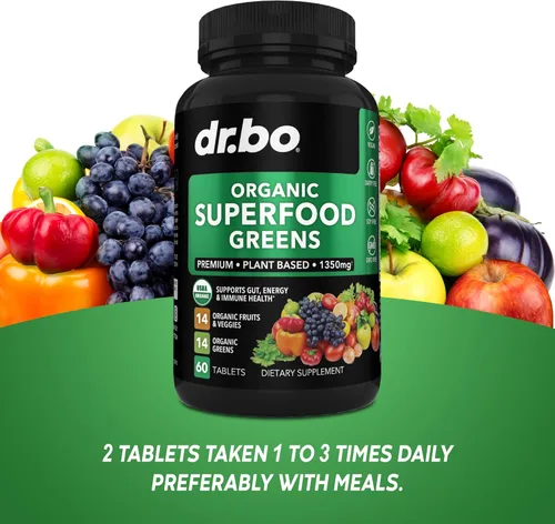Miniatura 7 de Adrenal Support & Organic Superfood Greens & Fruit Supplements – Daily Energy Super Food Suplemento de frutas y verduras tabletas más alimentos