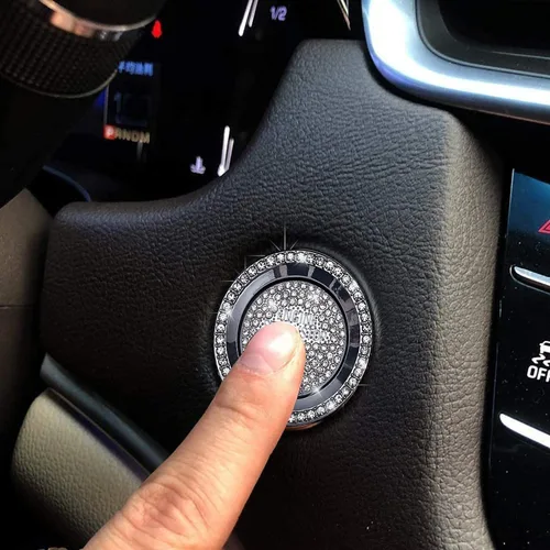 CONGCONG Cubierta del botón del interruptor de arranque del motor con el logotipo de Cadillac Bling con un solo clic, accesorio de botón de arranque