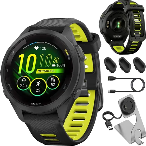 Miniatura 16 de Garmin 010-02810-03 Forerunner 265S Reloj inteligente GPS Negro/Amp Amarillo Bundle con Deco Essentials Exclusivo 26 Meses CPS Paquete de Protección