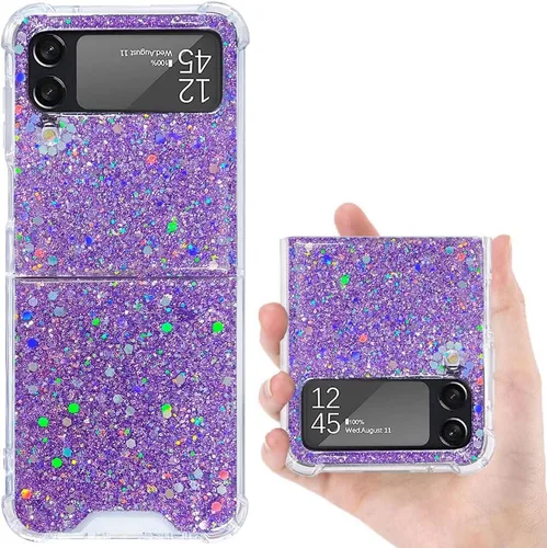 Miniatura 24 de Funda para Samsung Galaxy Z Flip 3 con purpurina, bonita funda transparente con diseño, brillante, reflectante, con destellos, cubierta de teléfono