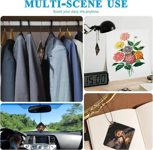 Miniatura 6 de Ambientador personalizado para automóvil – Ambientador de aire personalizado con foto de doble cara, ambientadores con olor con imagen para armario