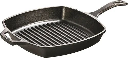 Miniatura 4 de Lodge L8SGP3ASHH41B - Sartén cuadrada de hierro fundido con mango de silicona roja, 10.5", 10.5 pulgadas, Negro