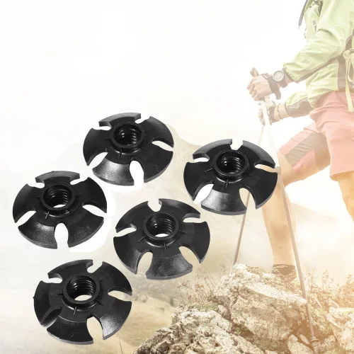 Miniatura 3 de Vbest Life Paquete de 5 cestas para bastón de senderismo, bastón de goma, accesorio para bastón de nieve, barro, cesta de arrastre para bastón