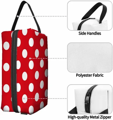 Miniatura 4 de Bolsa de maquillaje Bolsa de cosméticos de viaje, bolsa de maquillaje portátil versátil con cremallera para mujeres, Estampado de puntos