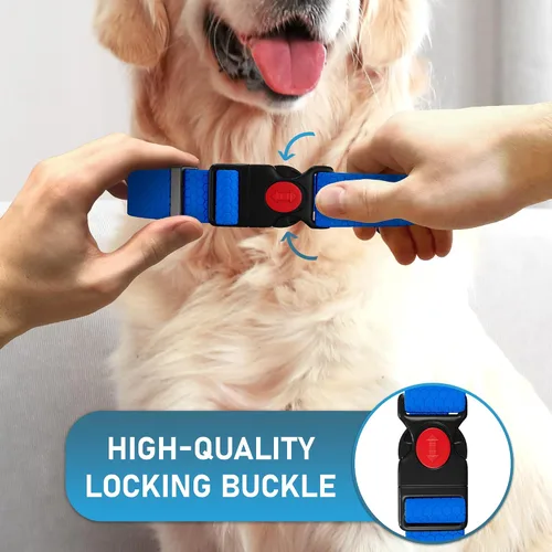 Miniatura 4 de Collar de perro ajustable con código QR identificación adjunta, fabricado en Estados Unidos, collar de perro resistente al agua con hebilla de Azul