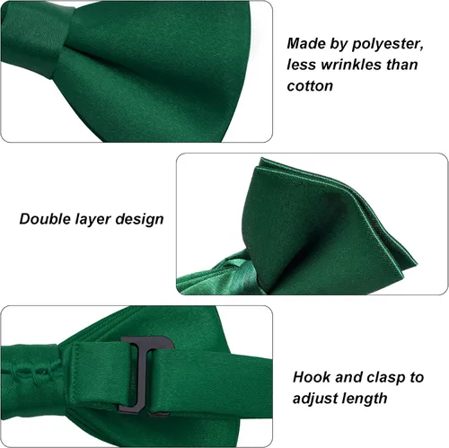 Miniatura 3 de Bskifnn Pajarita clásica de satén de color sólido para niños, corbata de lazo ajustable para niños, boda, fiesta
