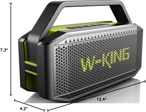 Miniatura 10 de Altavoz Bluetooth portátil de 100 W (pico) fuerte con graves profundos, altavoces impermeables W-KING IPX6 Bluetooth inalámbrico, radiador pasivo