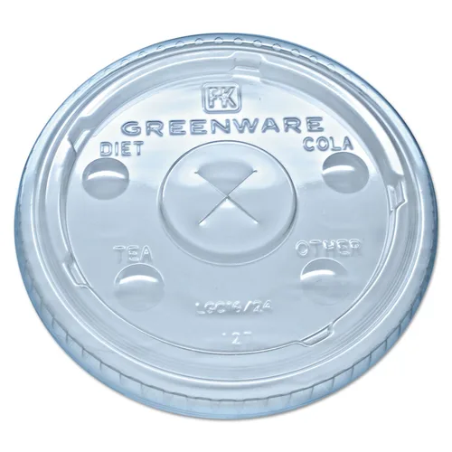 Fabri-Kal LGC1624 Greenware - Tapas para bebidas frías para 16-18 tazas de 24 onzas con ranura X transparente 1000/cartón