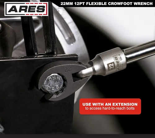 Miniatura 4 de ARES 33014 - Llave flexible para patas de gallo de 1/2 pulgada - Llave Crowfoot de 12 puntos de 0.866 in (7/8 pulgadas) - Cabezal flexible de 180